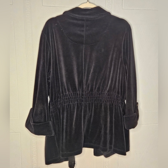 Charter Club Black Velour Mock Neck 3/4 Sleeve Elastic Waist Jacket Plus 2X EUC - Picture 2 of 13